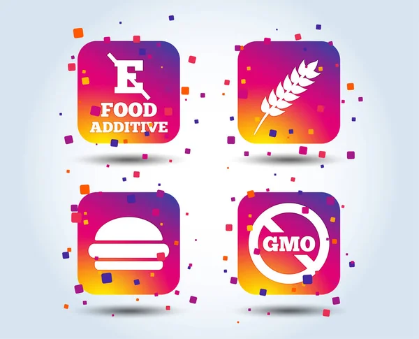 Food Additive Colorful Gradient Square Icons White Background — Stock Vector