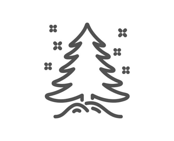 圣诞树当前线图标 新年云杉标志 冷杉树符号 质量设计元素 经典风格的树 可编辑笔画 — 图库矢量图片