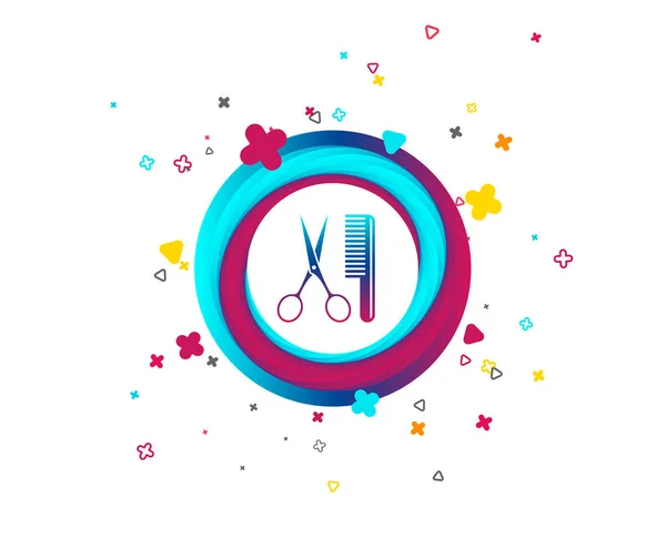 Comb Hair Scissors Sign Icon Barber Symbol Colorful Button Icon — Stock Vector