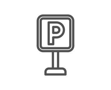 Park satırı simgesi. Otopark işareti. Ulaşım yer sembolü. Kalite tasarım öğesi. Klasik tarzı Park. Düzenlenebilir inme. Vektör