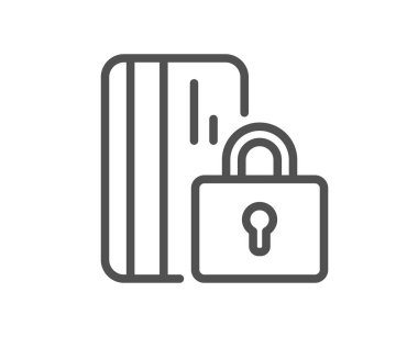 Kredi kartı satırı simgesi engellenmiş. Banka para işareti. Kalite tasarım öğesi. Klasik tarzı. Düzenlenebilir inme. Vektör