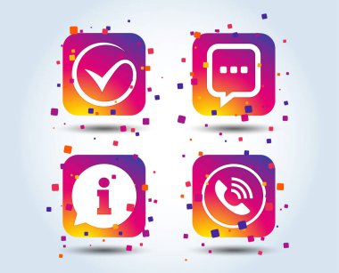 Beyaz arka plan üzerinde renkli gradyan kare simgelerini kontrol