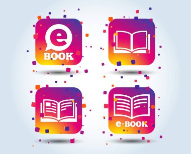 Elektronik kitaplar renkli gradyan kare simgeler beyaz arka plan üzerinde
