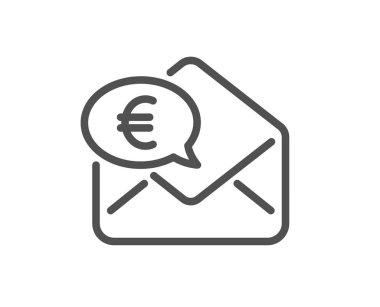 Euro üzerinden posta satırı simgesi beyaz arka plan üzerinde izole