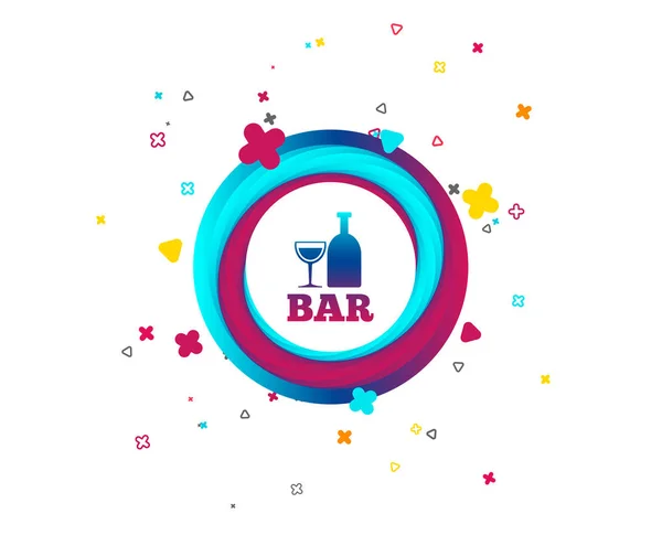 Μπαρ Παμπ Σύμβολο Εικονίδιο Μπουκάλι Κρασί Και Γυαλί Σύμβολο Αλκοόλη — Διανυσματικό Αρχείο