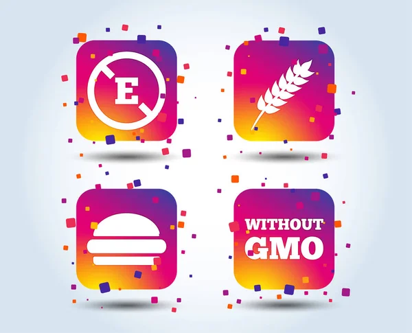 Food Theme Colorful Gradient Square Icons White Background — Stock Vector