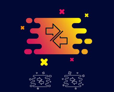 Oklar satırı simgesi eşitleyin. İletişim ok uçları sembolü. Gezinti işaretçi işaret. Degrade afiş satırı simgesi ile. Soyut şekli. Vektör