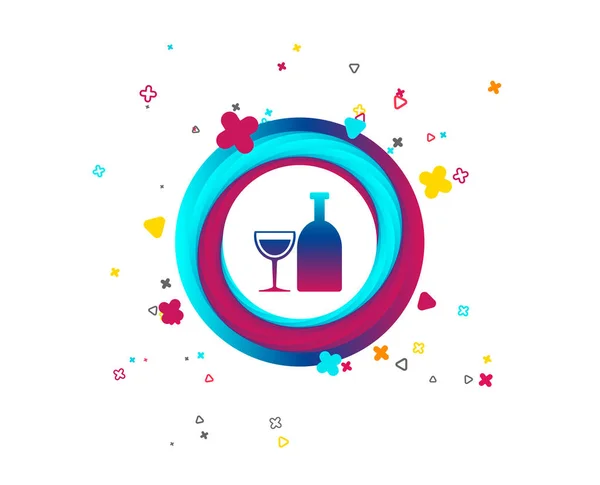 Αλκοόλ Στο Εικονίδιο Είσοδος Ποτό Σύμβολο Μπουκάλι Γυαλί Πολύχρωμο Κουμπί — Διανυσματικό Αρχείο