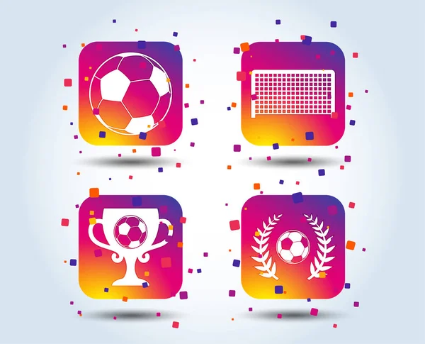 Football Icons Soccer Ball Sport Sign Goalkeeper Gate Symbol Winner — Stock Vector