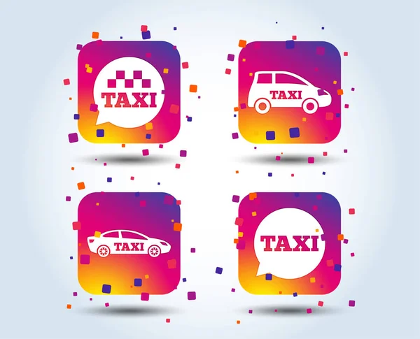 Public Transport Icons Taxi Speech Bubble Signs Car Transport Symbol — Stock Vector
