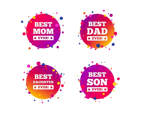 Best Mom Dad Son Daughter Icons Awards Exclamation Mark Symbols — Stock Vector