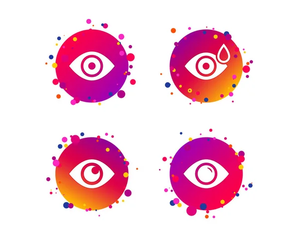 Ikony Oka Symboly Oční Kapky Vody Známky Efekt Červených Očí — Stockový vektor