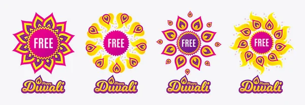 Diwali Försäljning Banderoller Gratis Symbol Specialerbjudande Tecken Försäljning Diwali Hinduiska — Stock vektor