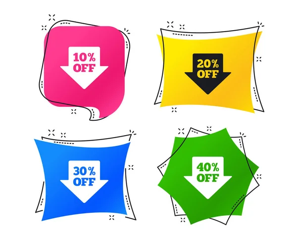 Sale Arrow Tag Icons Discount Special Offer Symbols Percent Signs — Stock Vector