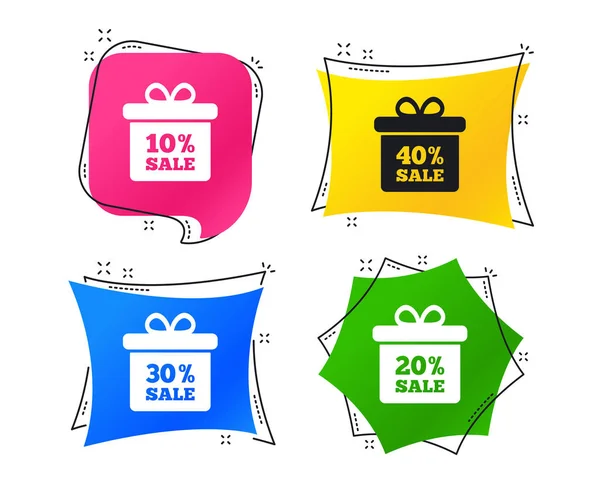 Sale Gift Box Tag Icons Discount Special Offer Symbols Percent — Stock Vector