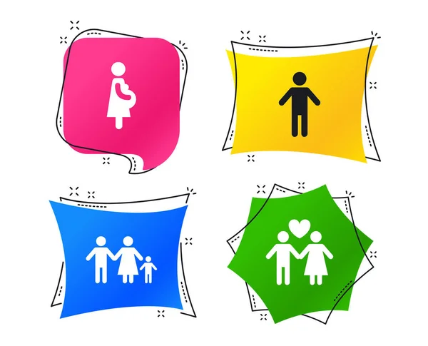 Family Lifetime Icons Couple Love Pregnancy Birth Child Symbols Human — Stock Vector