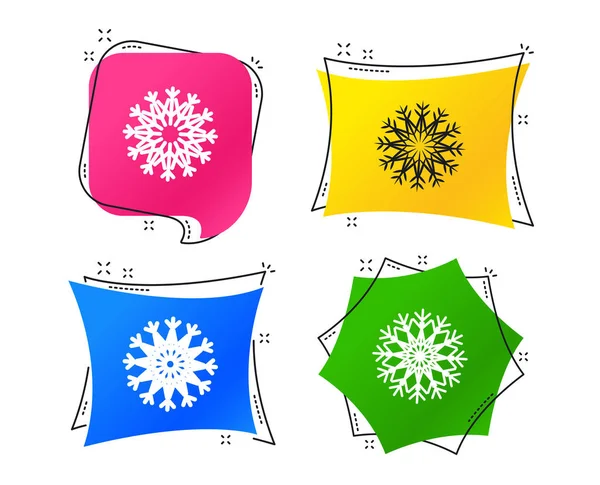 雪花艺术的图标 空调标志 圣诞节和新年冬季符号 冰冻天气 几何彩色标签 横幅与平面图标 时髦的设计 — 图库矢量图片