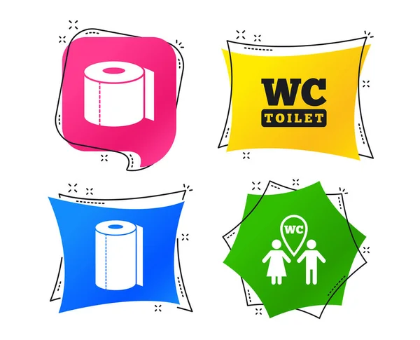 Des Icônes Papier Toilette Panneaux Toilettes Pour Dames Messieurs Essuie — Image vectorielle