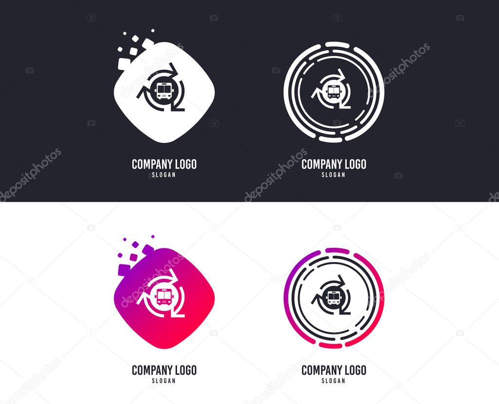 Logotype concept. Bus shuttle icon. Public transport stop symbol. Logo design. Colorful buttons with icons. Vector