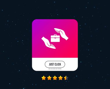 Bagaj sigortası işareti simgesi. Seyahat Bagaj sembolü. Seyahat sigortası. Web veya Internet simgesi tasarım. Derecelendirme yıldız. Düğmesini tıklatın. Vektör