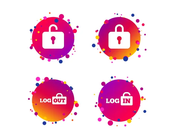 Login Logout Icons Sign Sign Out Symbols Lock Icon Gradient — Stock Vector