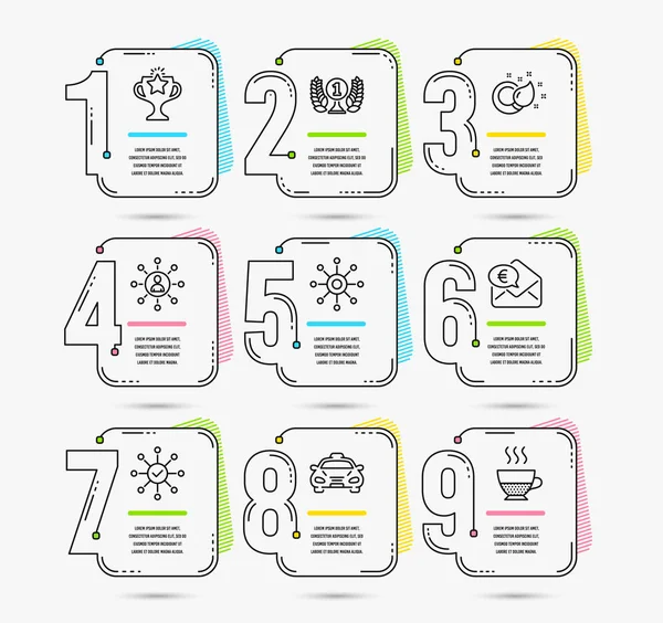 Modelo Infográfico Com Números Opções Conjunto Prêmios Laureados Ícones Táxi — Vetor de Stock