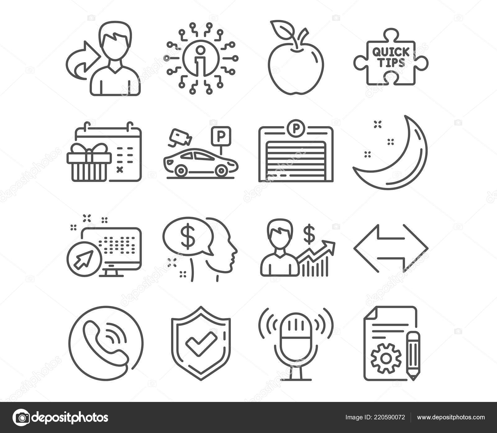 Set Business Growth Quick Tips Pay Icons Parking Garage Microphone