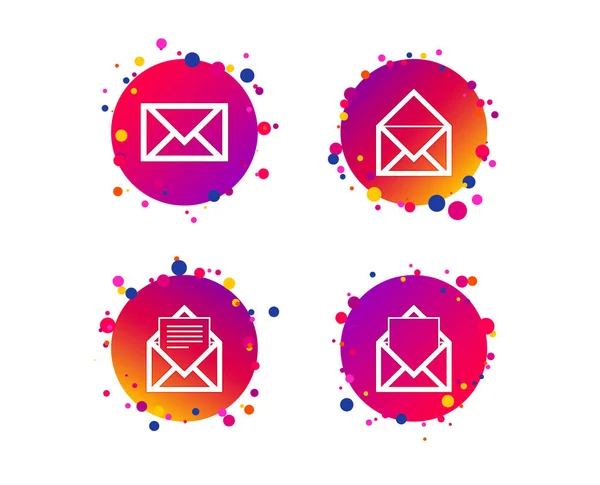 Icônes Enveloppe Courrier Symboles Document Message Signes Poste Boutons Cercle — Image vectorielle