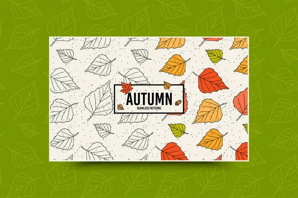 Осенний Лист Бесшовный Рисунок Надписью Зеленом Фоне — стоковый вектор