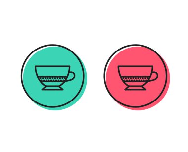 Bombon kahve simgesi. Sıcak bir içecek işareti. İçecek sembolü. Pozitif ve negatif daire düğmeleri kavramı. İyi ya da kötü sembol. Bombon kahve vektör