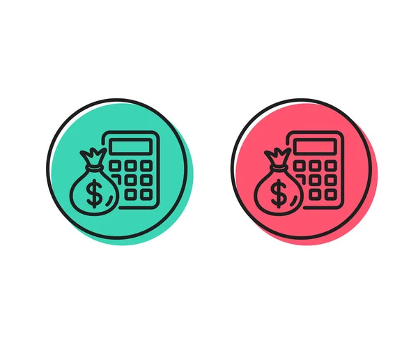 Kalkulator Ikonką Linii Pieniądze Rachunkowości Znak Obliczyć Symbol Finansów Koncepcja — Wektor stockowy