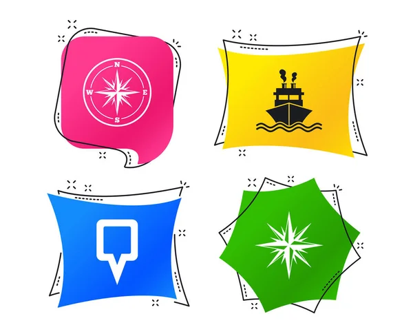 Windrose Navigation Compass Icons Shipping Delivery Sign Location Map Pointer — Stock Vector