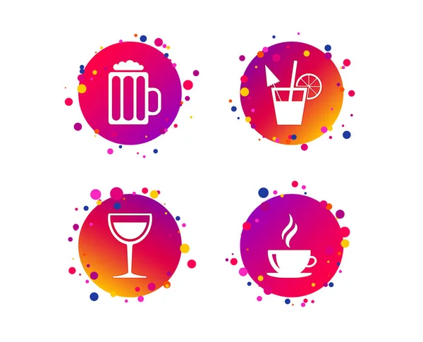 Boit Des Icônes Tasse Café Verre Symboles Bière Verre Vin — Image vectorielle