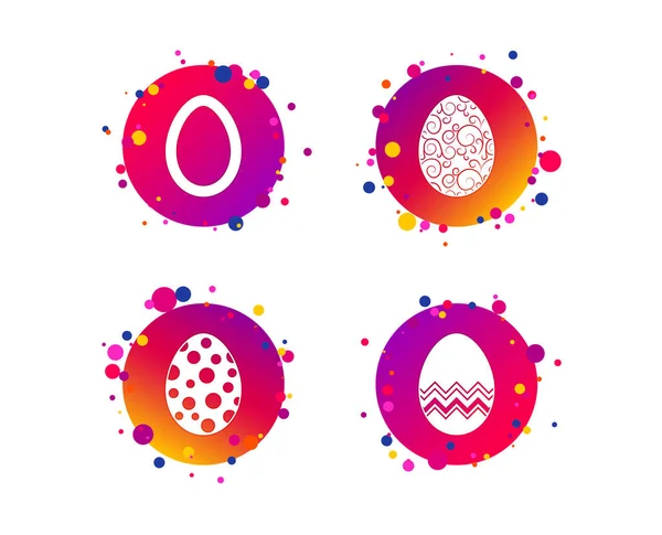 Easter Eggs Icons Circles Floral Patterns Symbols Tradition Pasch Signs — Stock Vector