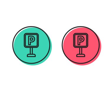 Park satırı simgesi. Otopark işareti. Ulaşım yer sembolü. Pozitif ve negatif daire düğmeleri kavramı. İyi ya da kötü sembol. Park vektör