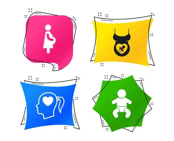 Iconos Maternidad Bebé Embarazo Signos Ficticios Símbolos Chupete Niño Cabeza — Archivo Imágenes Vectoriales