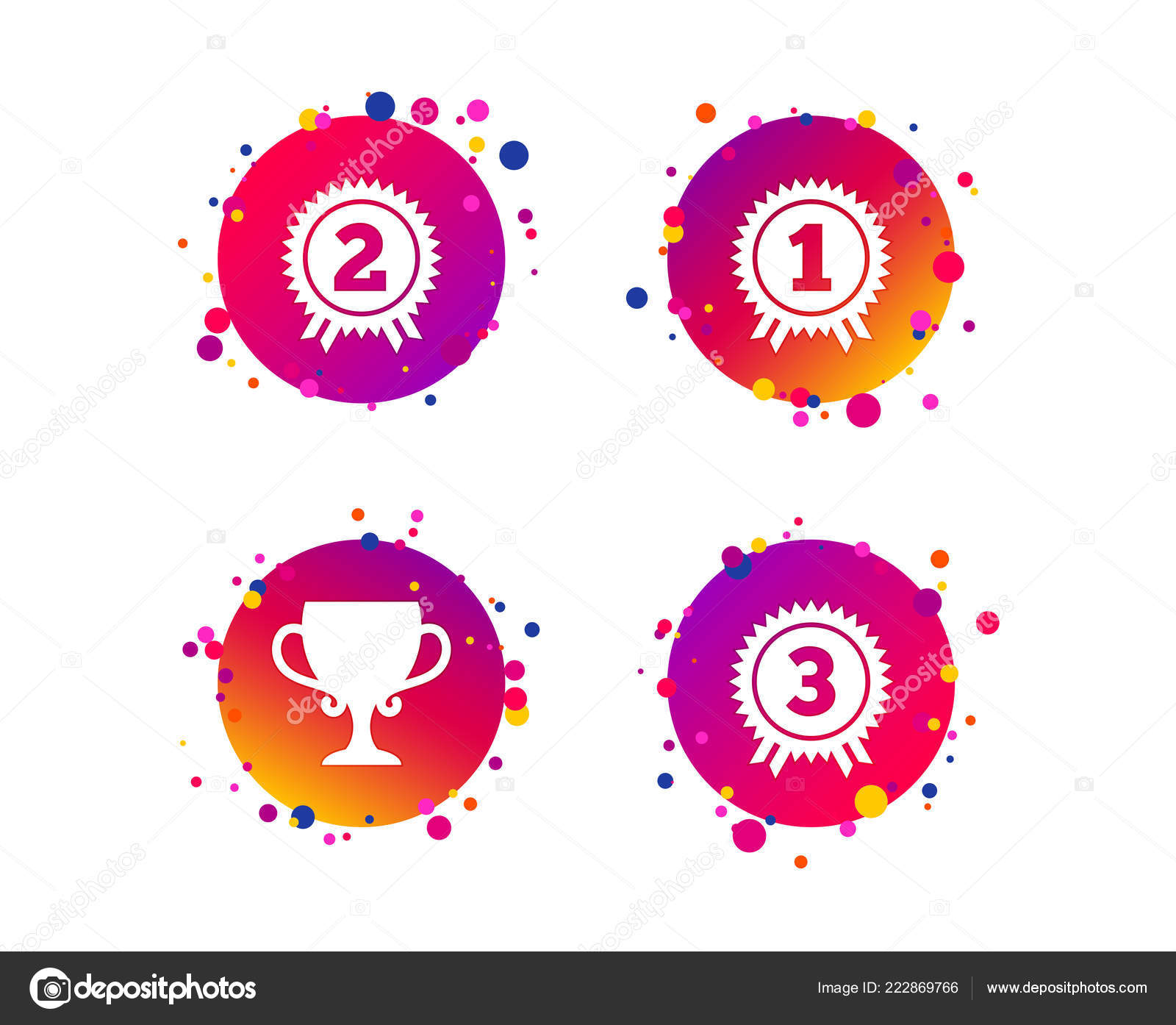 First Second Third Place Icons Award Medals Sign Symbols Prize Stock ...