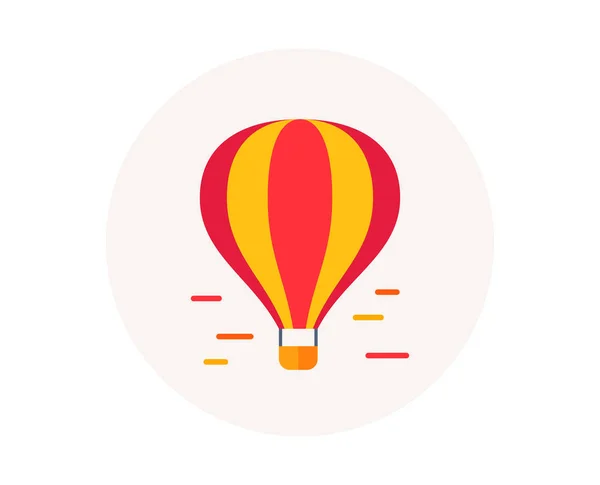 Air balloon icon. Airship transportation. Delivery transport by air of goods and people. Balloon airship with basket. Colorful aircraft icon in circle button. Flight transport vector