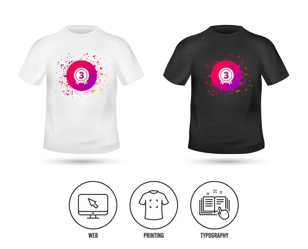 Shirt Mock Template Ícone Sinal Terceiro Lugar Prémio Para Símbolo — Vetor de Stock