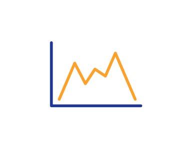 Çizgi grafik simgesini. Finansal büyüme grafik işareti. Menkul Kıymetler Borsası sembolü. Renkli anahat kavramı. Mavi ve turuncu ince çizgi renk simgesi. Diyagram vektör