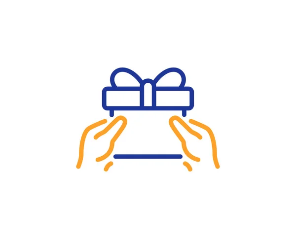 Δώστε Ένα Εικονίδιο Γραμμής Κουτί Δώρου Παρόν Σημάδι Πώλησης Γενέθλια — Διανυσματικό Αρχείο