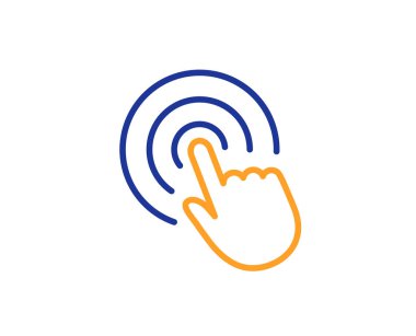 Hand Click line icon. Finger touch sign. Cursor pointer symbol. Colorful outline concept. Blue and orange thin line color icon. Click Vector clipart