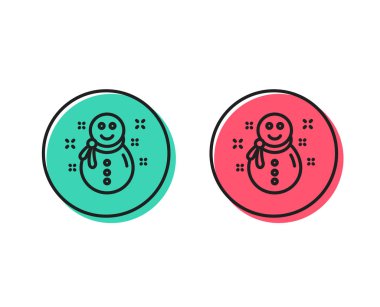 Noel kardan adam satırı simgesi. Yeni yıl işareti. Kış tatil sembolü. Pozitif ve negatif daire düğmeleri kavramı. İyi ya da kötü sembol. Kardan adam vektör