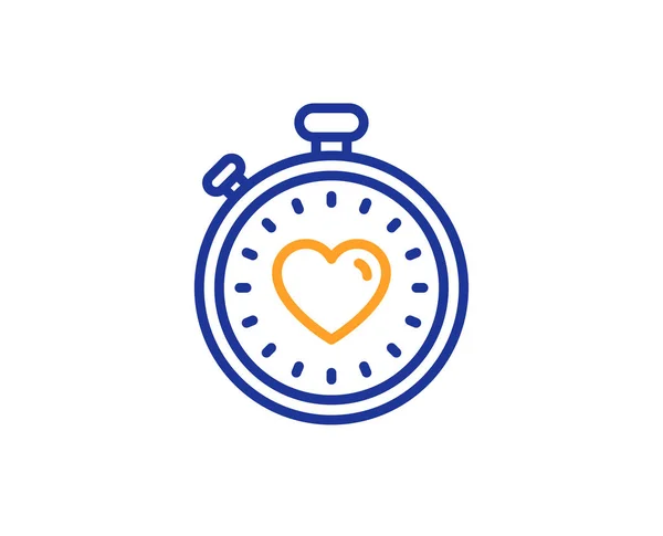 タイマー線アイコンの心 愛のシンボル ストップウォッチのバレンタイン日の記号 カラフルな概要の概念 青とオレンジ色の細い線の色アイコン ハートビート タイマー ベクトル — ストックベクタ