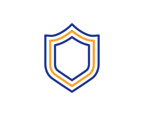 屏蔽线图标 保护或安全标志 防御或警卫标志 五颜六色的轮廓概念 蓝色和橙色细线颜色图标 安全向量 — 图库矢量图片