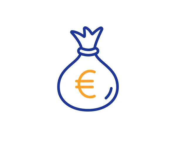 Icône Ligne Sac Argent Cash Banking Signe Devise Euro Symbole — Image vectorielle
