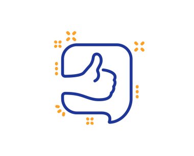 Satırı simgesi gibi. Müşteri memnuniyeti işareti. En iyi hizmet sembolü. Renkli anahat kavramı. Mavi ve turuncu ince çizgi renk simgesi. Vektör gibi