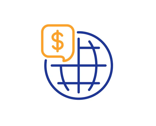 Світова Грошова Лінія Значок Знак Глобальних Ринків Символ Інтернет Платежів — стоковий вектор