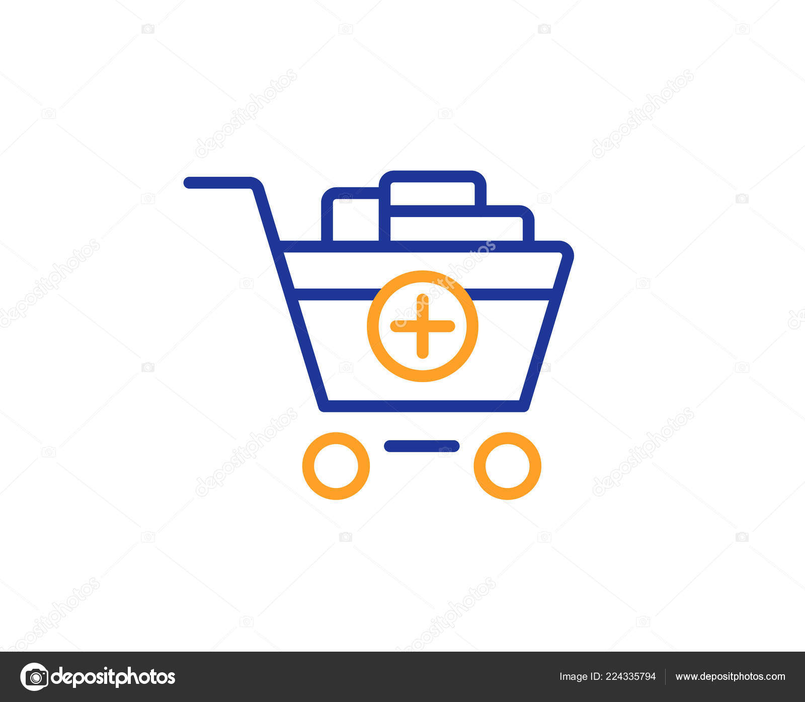 Add Shopping Cart Line Icon Online Buying Sign Supermarket Basket Stock