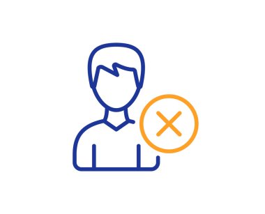 Kullanıcı çizgi simgesini kaldırın. Avatar işareti profil. Erkek kişi siluet simge. Renkli anahat kavramı. Mavi ve turuncu ince çizgi renk simgesi. Vektör hesabı kaldırmak